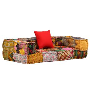 Image of Pouf Modulare a 2 Posti in Tessuto Patchwork cod mxl 68024