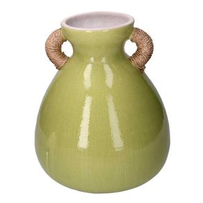 Image of Vaso ceramica verde con maniglie cm ø28/30,5h33