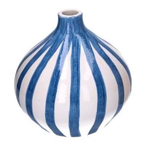 Image of Vaso ceramica bianco blu cm ø25h25