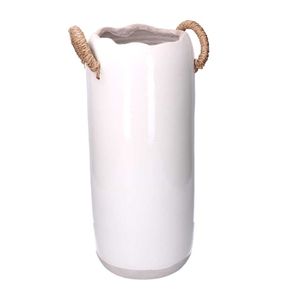Image of Vaso ceramica bianco con maniglie cm ø20/30h48
