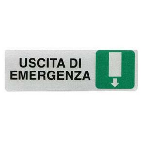 Image of 10pz targhetta adesiva uscita di emergenza freccia in giu cm15x5h codferxfer193009 - 10Pz Targhetta Adesiva "Uscita Di Emergenza" (Freccia In Giu') - Cm.15X5H. Cod:Ferx.Fer193009