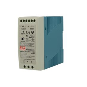 Image of Alimentatore Rotaia Industriale MeanWell MDR-60-24 60W 24V 2,5A Barra Guida DIN Rail Single Power Supply Universale
