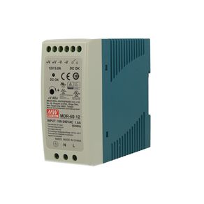 Image of Alimentatore Rotaia Industriale MeanWell MDR-60-12 60W 12V 5A Barra Guida DIN Rail Single Power Supply Universale