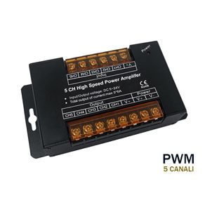 Image of Amplificatore Segnale PWM 5 Canali Per Striscia Led RGBWW RGB+CCT 12V 24V 5X6A AP105