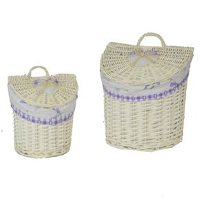 Image of Wicker hanging basket 12 crescent lavender cm28x21h2229 - Wicker hanging basket 1-2 crescent lavender cm28x21h22-29