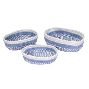 Image of Fabric basket 13 blue white oval cm28x23h75 - Fabric basket 1-3 blue white oval cm28x23h7,5