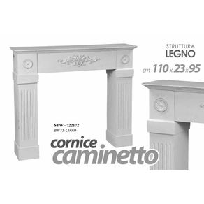 Image of Cornice finto camino legno shabby bianco cm 110x23x95