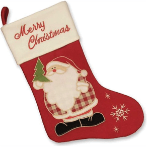 Image of Calze befana con babbo natale colore bianco rosso