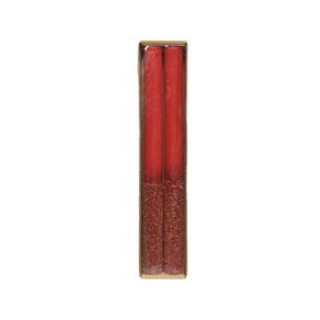 Image of Candele colore rosso con glitter h 25 cm - Candele colore rosso con glitter H 25 cm