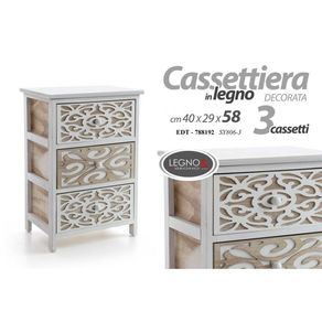 Image of Cassettiera comodino 3 cassetti in legno cm 40 x 29 x 58 h