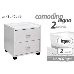 Image of Comodino cameretta bianco cm 43 x 40 x 44 h due cassetti