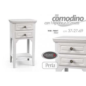 Image of Comodino da camera bianco shabby cm 37 x 265 x 69 h - Comodino da camera bianco shabby cm 37 x 26.5 x 69 h