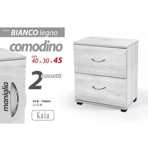 Image of Comodino bianco con due cassetti cm 40 x 30 x 45 h