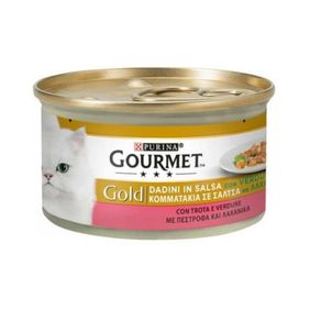 Image of Gourmet gold dadini in salsa trota e verdure purina 85 grammi - Gourmet Gold Dadini in salsa trota e verdure Purina 85 grammi