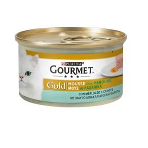 Image of Gourmet gold mousse con merluzzo e carote purina 85 grammi - Gourmet Gold Mousse con merluzzo e carote Purina 85 grammi