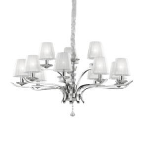 Image of Lampadario a sospensione 12 luci bianco d 102 x h 58 cm - Lampadario a sospensione 12 luci bianco D 102 x H 58 cm