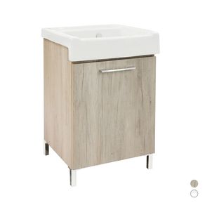 Image of Mobile lavatoio con lavabo in ceramica bianco classico 50x50 cm - Mobile lavatoio con lavabo in ceramica - Bianco classico 50x50 cm