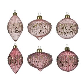 Image of Pallina di natale decoris vetro glitterato rosa 8cm assoriti - Pallina Di Natale Decoris Vetro Glitterato Rosa 8Cm Assoriti