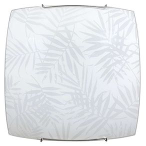 Image of Plafoniera in vetro lastra bianco con foglie ganci cromo 30x10xh30 cm - Plafoniera in vetro lastra bianco con foglie ganci cromo 30x10xh.30 cm