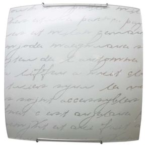 Image of Plafoniera in vetro lastra con scritte e ganci acciaio 40x11xh40 cm - Plafoniera in vetro lastra con scritte e ganci acciaio 40x11xh.40 cm