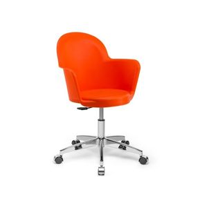 Image of Poltrona ufficio arancione con base cromata gora cm 60x78xh88 - Poltrona ufficio arancione con base cromata Gora cm 60x78xh.88