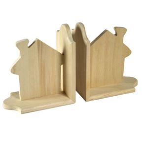 Image of Reggilibri coppia in legno con casa cm19x17x19