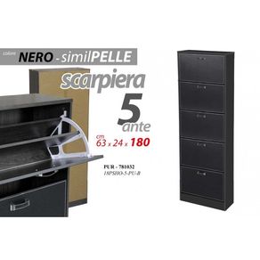 Image of Scarpiera 5 ribalte slim ecopelle nero design cm 180