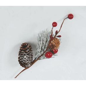 Image of Rametto cm20 cpigna ghiande e bacche rosse in display decorazione di natale - Rametto Cm.20 C/Pigna Ghiande E Bacche Rosse In Display decorazione di Natale