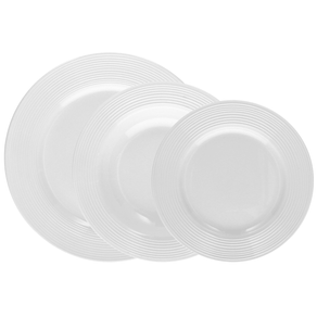 Image of Servizio di piatti 18 pz circles in porcellana bianco - Servizio di piatti 18 pz Circles in porcellana bianco