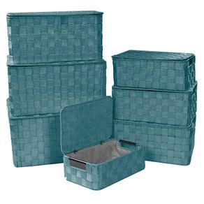 Image of Rectangular water green polyester box 17 cm40x30h215 - Rectangular water green polyester box 1-7 cm40x30h21,5