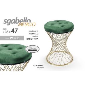Image of Sgabello trendy verde con struttura oro 35 x 47 h
