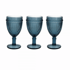 Image of Set 3 calici blu 310 cc dorico in vetro blu - Set 3 calici blu 310 cc Dorico in vetro blu