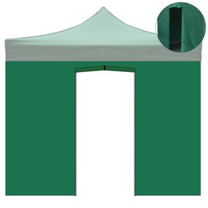 Image of Telo laterale verde impermeabile con porta avvolgibile per gazebo richiudibile 3x3mt