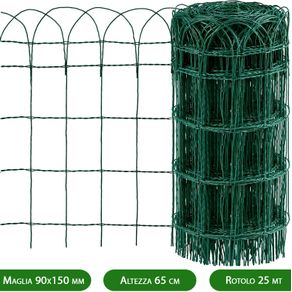 Image of 1Pz Rete Per Recinzione Ornamentale Plastificata Altezza H 65 Cm Maglia Intrecciata 90X150 Mm Filo Ã˜ 2,8 Mm Lughezza Rotolo Da 25 Mt Verde