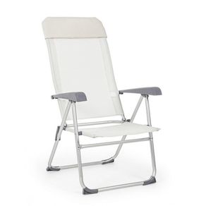 Image of Garden lounge chair in aluminum and white cross fabric 58x625x h110 cm - Garden lounge chair in aluminum and White CROSS fabric 58x62,5x h110 cm