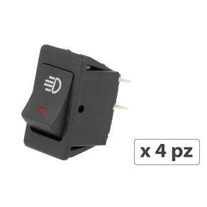Image of 4 PZ Interruttore Bilanciere Quadrato On Off Push Button Switch 4 Pin Con Indicatore Led Spia Rosso 12V Auto Barca Foro 20X28mm