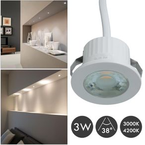 Image of Mini faretto SPOT moderno bianco LED 3W incasso 35mm tondo luce soffitto interni mensole ripiani mobili cucina cappa 230V 4000K