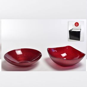 Image of Ciotole in vetro box ass. cm 22 x h8 colore rosso glitter prezzo cad. uno