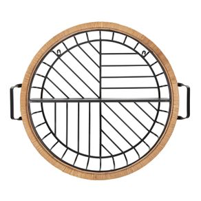Image of Mensola rotonda da parete 725x18x65 cm in metallo e rattan - Mensola Rotonda da Parete 72,5x18x65 cm in Metallo e Rattan