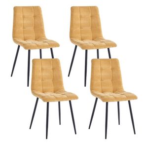 Image of Set da 4 sedie trapuntate in tessuto giallo modello Chris