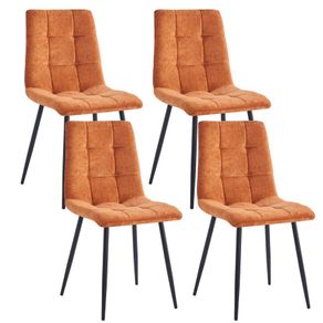 Image of Set da 4 sedie trapuntate in tessuto arancione modello Chris
