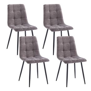 Image of Set da 4 sedie trapuntate in tessuto marrone modello Chris