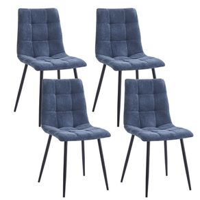 Image of Set da 4 sedie trapuntate in tessuto blu modello Chris