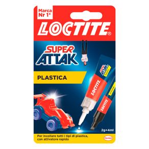 Image of Loctite Super Attak Plastica - Blister con 1 Attivatore Flacone da 2g e 1 Colla Flacone da 4ml