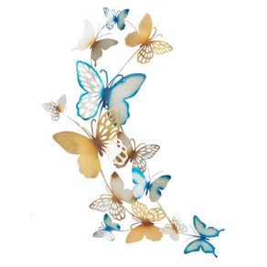 Image of Pannello da muro farfalle oro e celeste c 595x4x1115 cm in ferro - Pannello da Muro Farfalle Oro e Celeste C 59,5x4x111,5 cm in Ferro