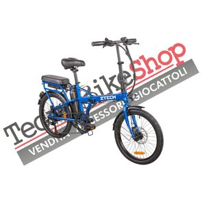 Image of Bicicletta elettrica a pedalata assistita pieghevole ztech zt12 camp 60 250w 36v 8ah colore blu - Bicicletta Elettrica a Pedalata assistita Pieghevole Z-Tech ZT-12 Camp 6.0 250w 36v 8ah colore Blu