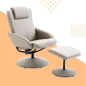 Image of Poltrona relax reclinabile con poggiapiedi in ecopelle grigio