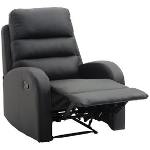 Image of Poltrona relax reclinabile con poggiapiedi in ecopelle, nero