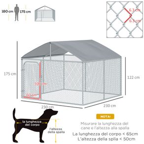 Image of Recinto per Cani da Esterno, Recinto per Animali con Copertura Impermeabile, 230x230x175cm