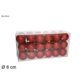Image of Box 36 palline glitter rosso